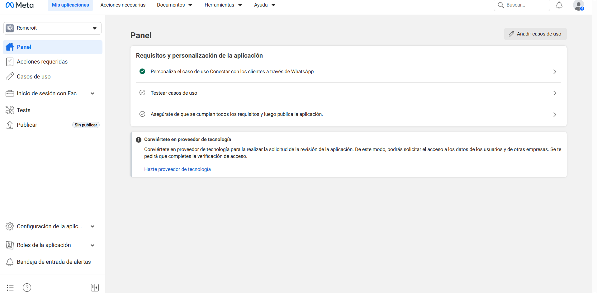 Panel limpio listo para configurar